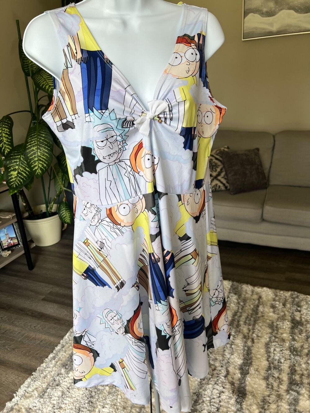CowCow Rick & Morty Print Fit & Flare Sleeveless Dress Size 2XL #787